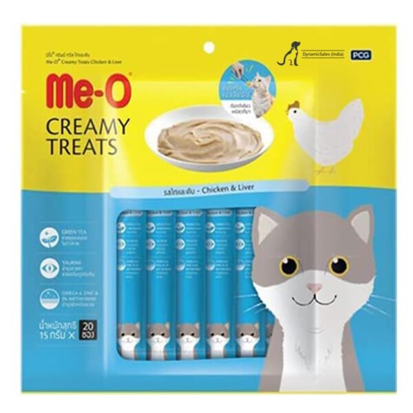 Me-0 Creamy Stick Treats For Cat And Kitten Of All Life Stages, 300G (Flavour: Chicken & Liver), 1 Count